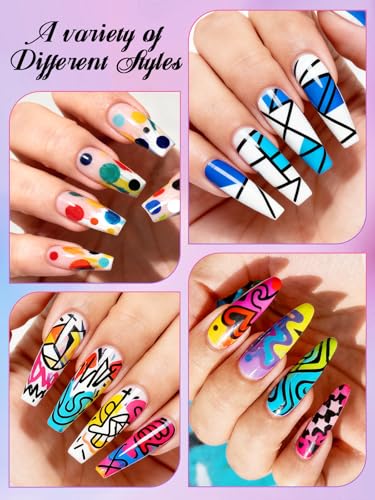 EBANKU 24 Colors Nail Art Pens Double Head Quick-Drying Markers for DIY Nail Design (Variation B)