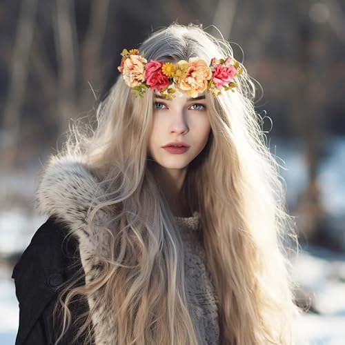 Vivivalue Floral Crown Headband | Flower Headpiece Halo (Variation 6)