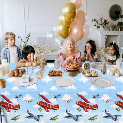 3pcs Airplane Party Tablecloths - Disposable Plastic Covers for Kids