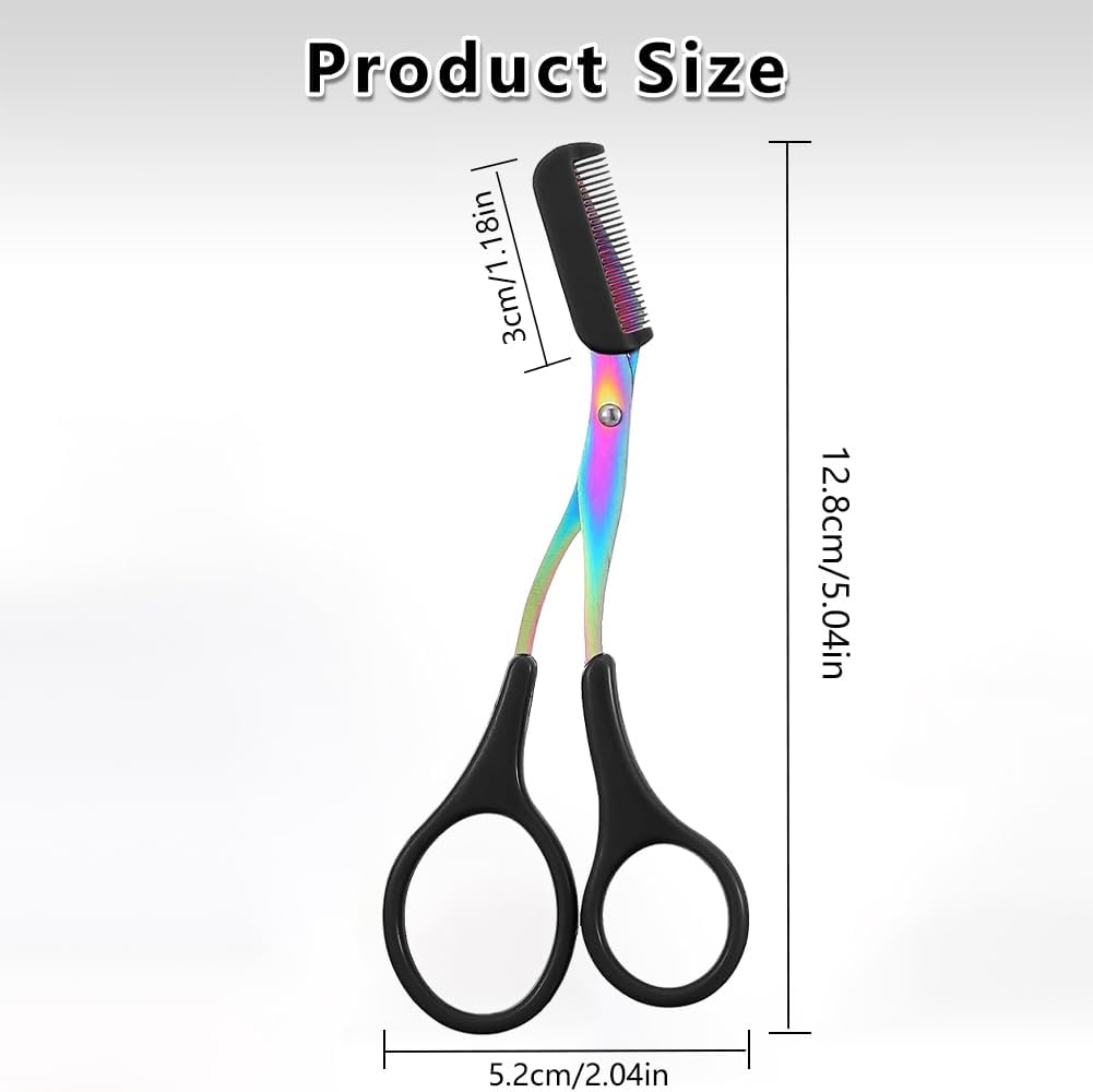 Professional Eyebrow Trimmer Scissor - 2-in-1 Stainless Steel Cutter & Comb | Portable Hair Removal Tool for Women & Men (Black)