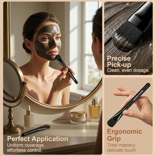 BEAUTYFACTOR Black-02 Facial Mask Brush Applicator Soft Hair for Even, Mess-Free Mask Application