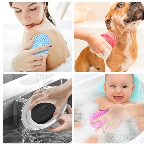 WRNZL 6-Pack Silicone Body Scrubber - Double-Sided Exfoliating Shower Loofah