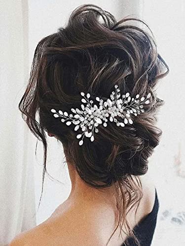 Unicra Silver Bride Hair Comb A-Silver - Rhinestone Bridal Headpiece