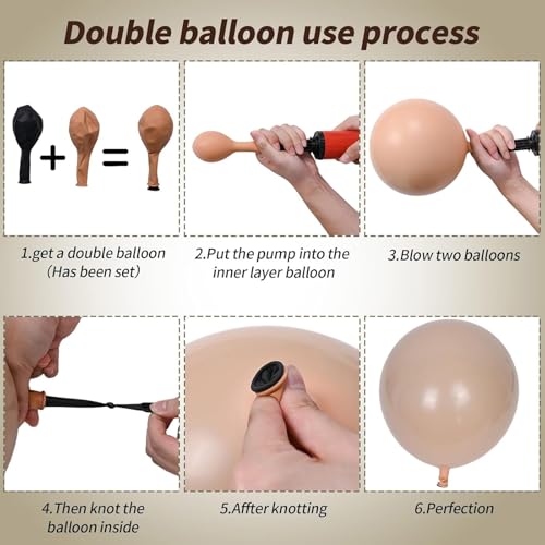 12 Inch Brown and White Balloon Set - 50 Pcs Boho Latex Balloons for Parties