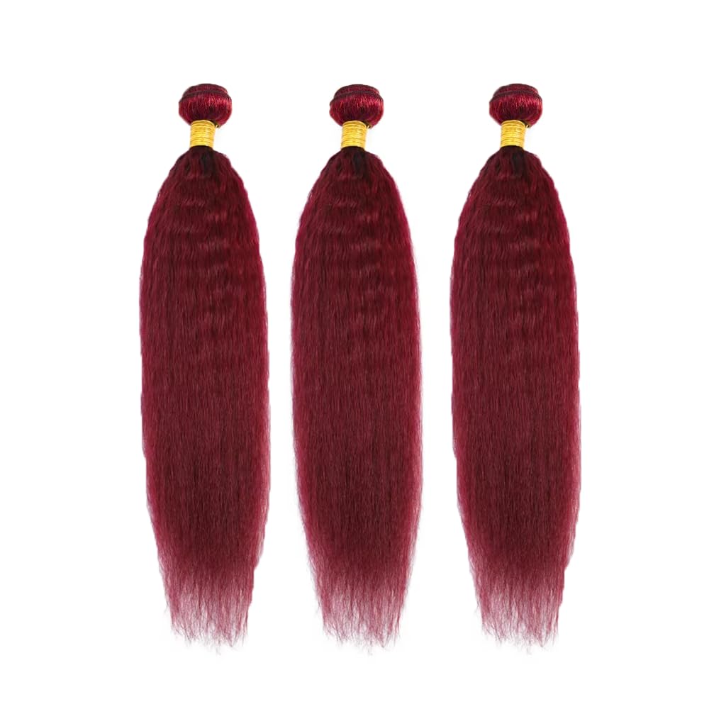 Burgundy Bundles Human Hair Burgundy Kinky Straight Bundles 18 18 18 inch Red Human Hair Bundle