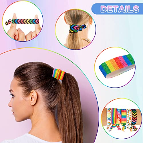Rainbow Pride Hair Ties 24-Pack | Elastic Ponytail Holders for Women & LGBTQ Support