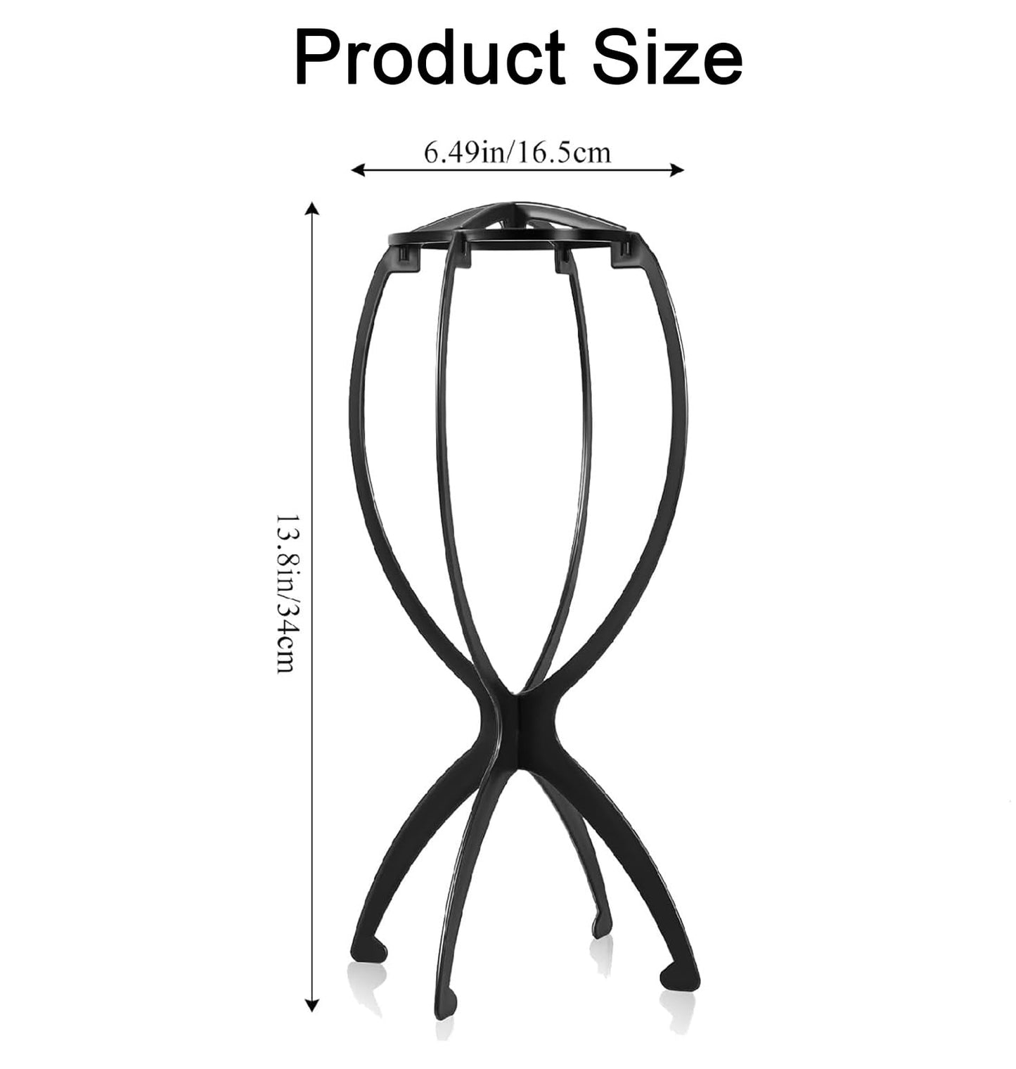 Wig Stand Portable Wig Holder Foldable Wig Head Stand for All Wigs Travel Wig Drying Rack for Women Short Hair Wigs Stylist Tool Black