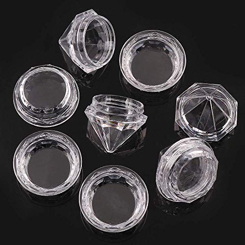 Healthcom 50 Pcs Diamond 5ml Clear Jars - Refillable Cosmetic Sample Jars with Lid (Diamond Shape 1)