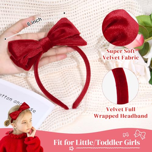 Velvet Bow Headbands for Girls & Toddlers - 2 Pack, Stylish Hair Accessories