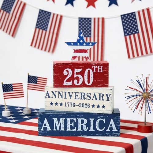 250 Years Anniversary Wooden Tabletop Decor - 4 Pcs Stars Set