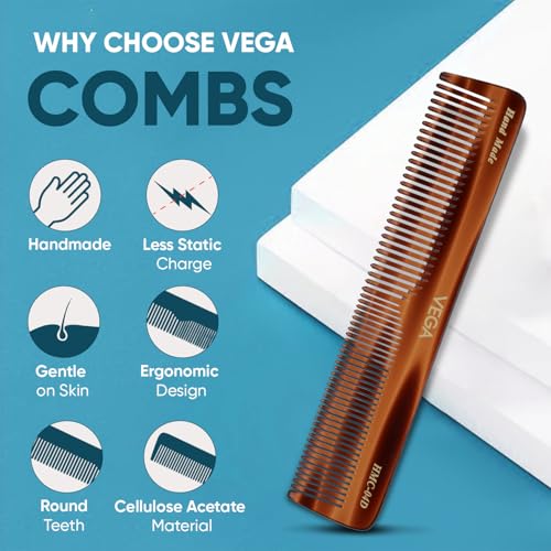 VEGA Hand Made Hair Comb Set - 4 Piece Professional Grooming Collection