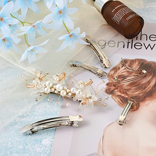 FASHEWELRY 100Pcs French Barrette Hair Clips - 4 Sizes, Platinum, DIY Hair Accessories