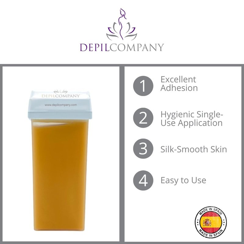 Depilcompany Roll on Gold Wax Cartridge, Hair removal for Women-men, Painless, Sensitive skin, With Titanium Dioxide, At Home Seft Waxing, Not include Wax Warmer and Strips, 110ml / 3.72oz (3 PACK).