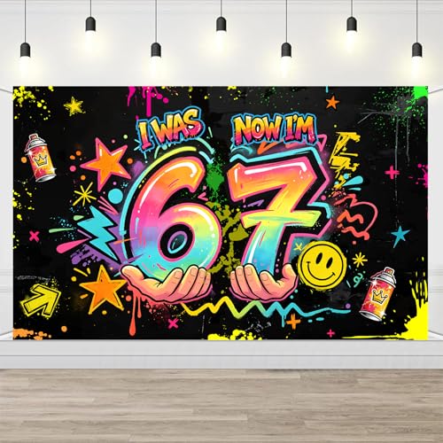 Graffiti Neon Birthday Backdrop for 7th Birthday Party - 72.8 x 43.3 Inch