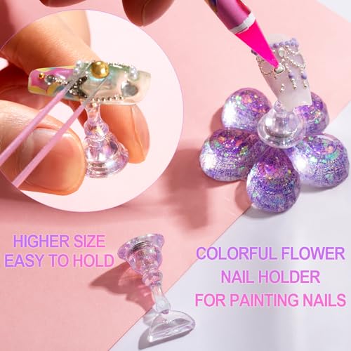 Haozher Nail Stand Set - 2 Acrylic Holders for Nail Art & Practice