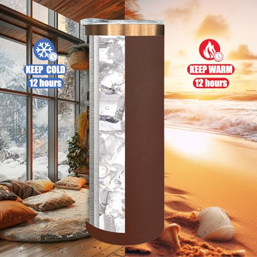 20 oz Stainless Steel Insulated Tumbler with Lid & Straw - Brown