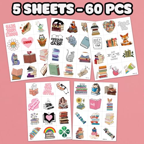 60 PCS Book-Themed Temporary Tattoos for Kids & Adults