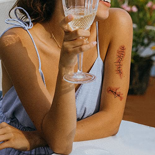Realistic Halloween Face & Body Scar Temporary Tattoos - Waterproof