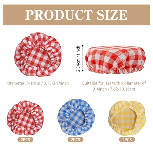 Handmade Cotton Plaid Jar Covers for Sourdough Starter - 6 Pack