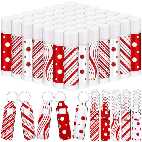 Candy Themed Christmas Lip Balm Set with Keychain Holder - 15pcs, Variation: Candy/15