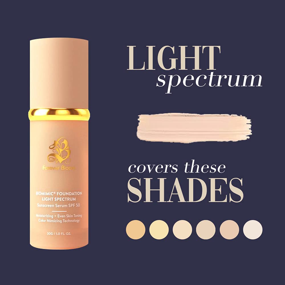 Bio Mimic Foundation - Lightweight SPF 50 Hydrating Makeup for Mature Sensitive Skin | Evens Tone & Conceals