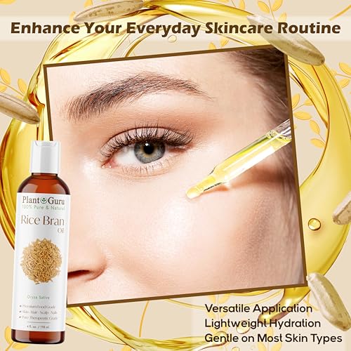 Plant Guru 100% Pure Rice Bran Oil - Natural Moisturizing Oil for Skin & Hair