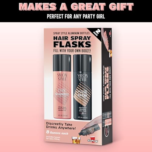 GoPong Hair Spray Flask Set - 2 Hidden Alcohol Flasks (16 oz)