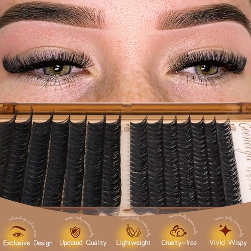Geeneiya White Lash Bond & Seal Kit with Cluster Lashes 10-16mm DIY Eyelash Extensions