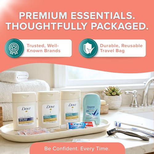 12 Piece Women¡¯s Travel Essentials with Clear Toiletry Bag For Women, Airplane Essentials, Travel Shampoo and Conditioner, Vacation Essentials