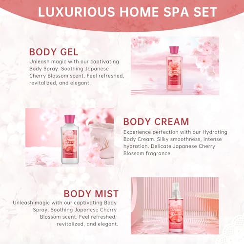 Travel-Sized Japanese Cherry Blossom Spa Gift Set - 3PC Self Care Set for Women