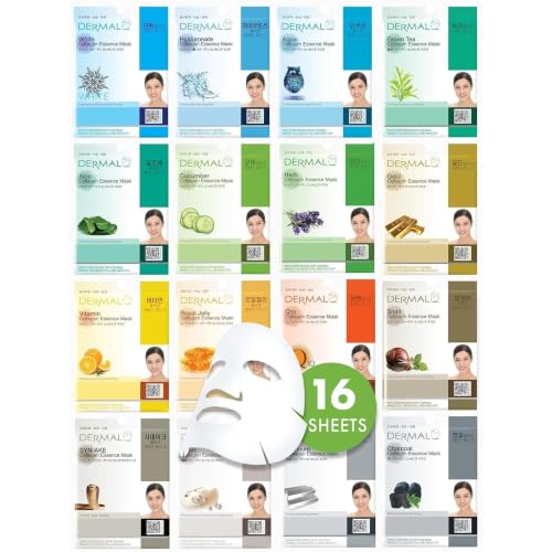 DERMAL 16 Collagen Essence Sheet Mask Variety Pack - Hydrating & Soothing