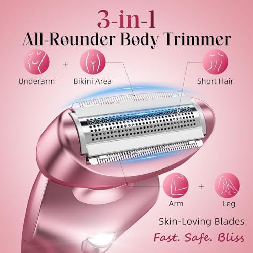 Rategist 3-in-1 Cordless Electric Razor for Women - Waterproof Bikini Trimmer