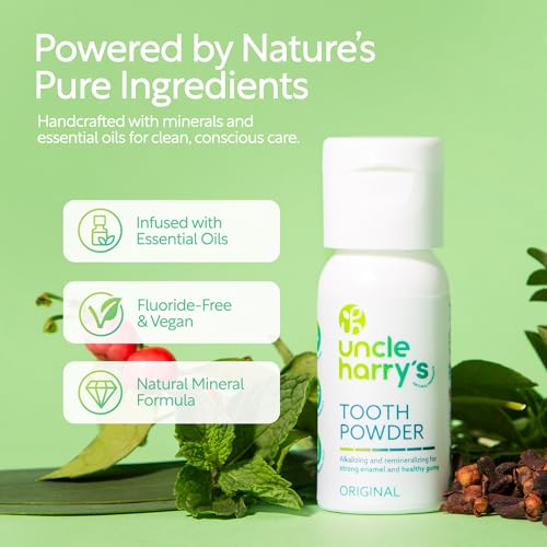 Uncle Harry's Natural Tooth Powder 1 oz - Original, Fluoride-Free, Breath Freshening