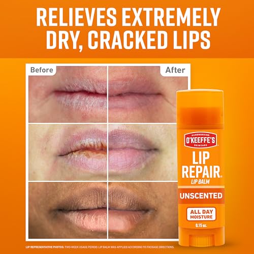 O'Keeffe's Lip Repair Unscented Balm 2-Pack - Intense Dry Lip Relief & Repair