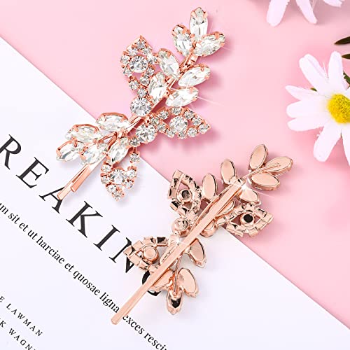 Waydress Leaf Pearl Crystal Hair Clips – Elegant Bridal Hairpins (4 Pack)
