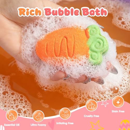 Tomkids Easter Bath Bombs for Kids - 6 Pack Bunny, Egg & Carrot Shapes