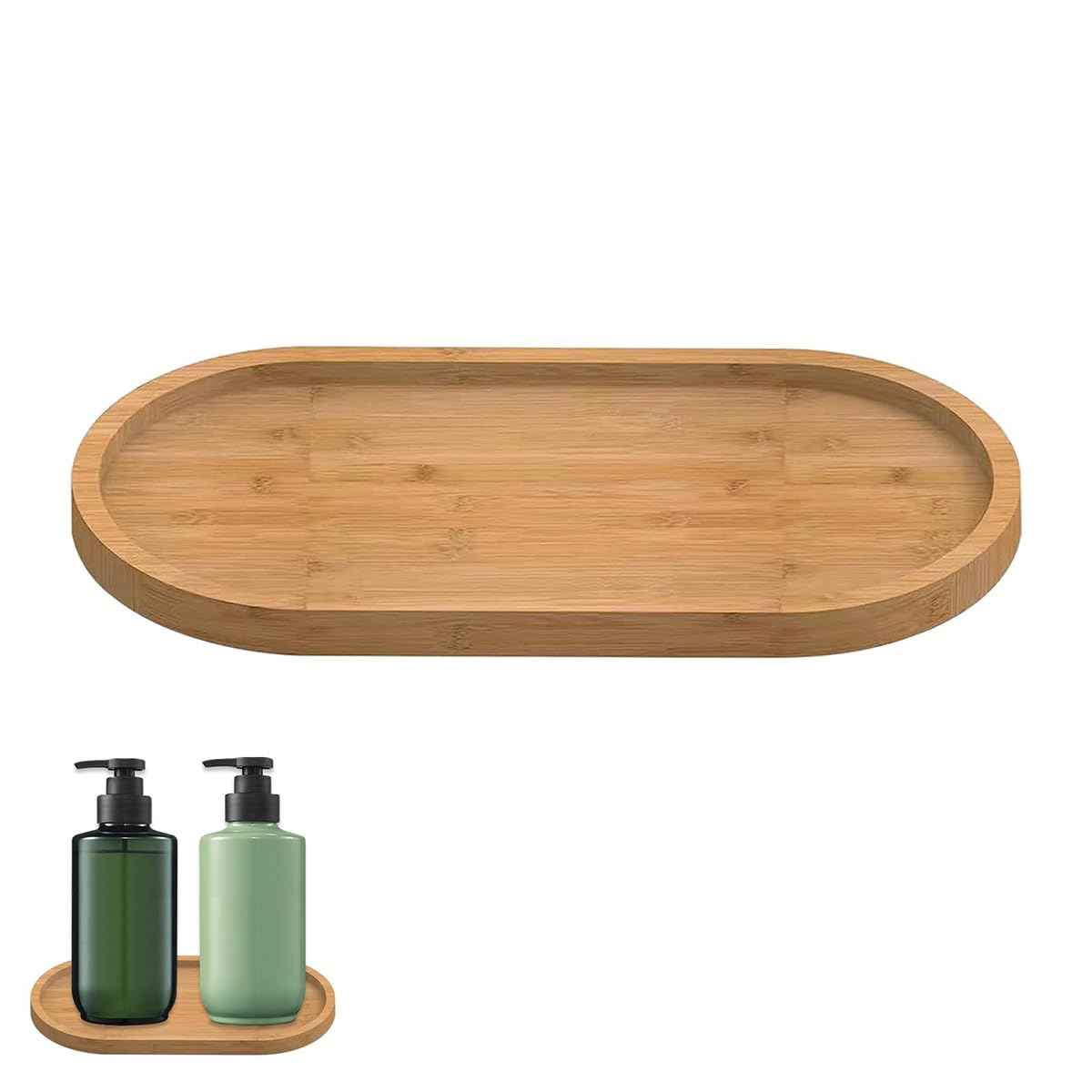 Bamboo Soap Tray, 1Pcs Soap Dish Bathroom Small Tray Oval Countertop & Dispenser Trays Dresser Ring Dish for Home Bathroom Decor, Holder Bathtub Organizer