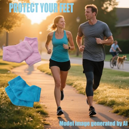 Castor Oil Pack Wrap for Feet - Moisturizing Heel Socks, Blue, 2 Pairs
