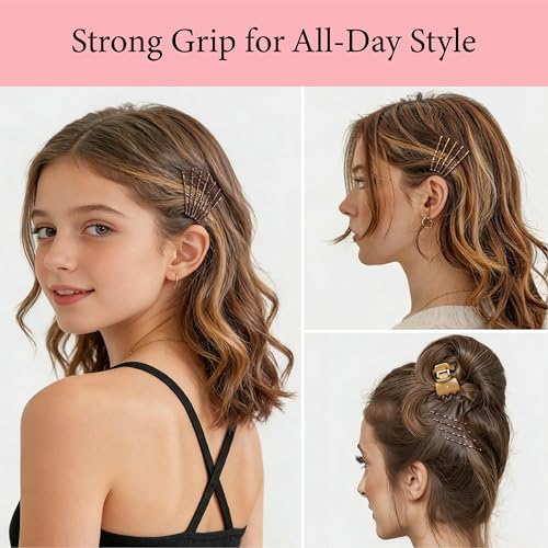 300PCS Hair Styling Kit: Brown Bobby Pins, Hair Pins & Bands