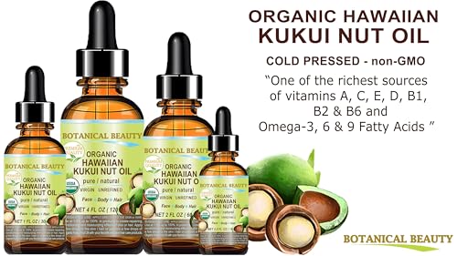 Botanical Beauty Organic Kukui Nut Oil - 100% Pure Cold-Pressed for Skin, Hair & Body