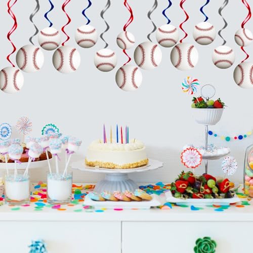 42 Pcs Baseball Hanging Swirls Decorations for Parties
