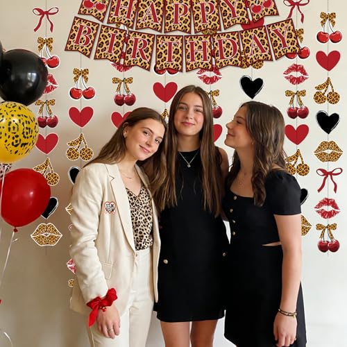 Cheetah Cherry Birthday Party Decorations - 8PCS Hanging Banner Set