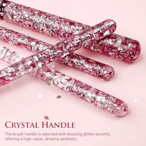 7-Piece Pink Unicorn Makeup Brush Set with Glitter Accents