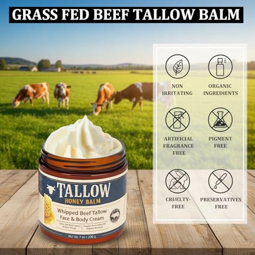 Beef Tallow Face Moisturizer with Raw Honey & Vitamin E