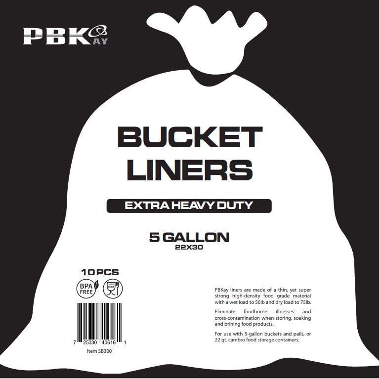 5 Gallon Bucket Liner Bags - Heavy Duty, BPA Free, 10 Pack