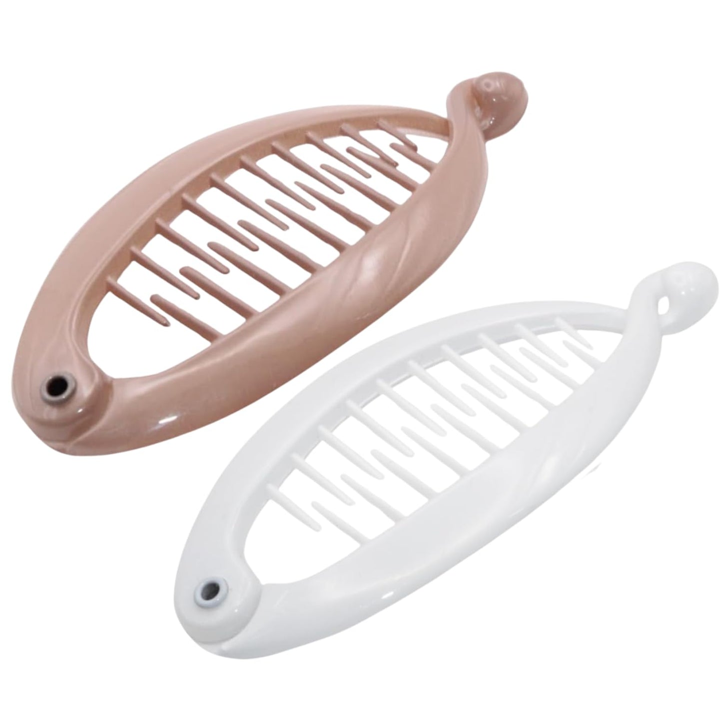 French Mini Blush Pink Hair Clips - Pack of 2 Celluloid Banana Clips for Thick Hair