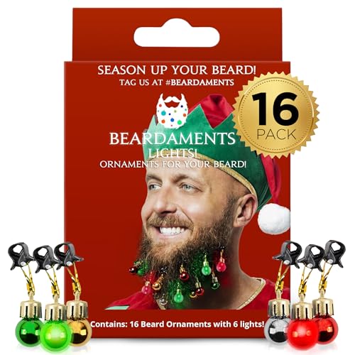 Christmas Beard Lights - Colorful Ornaments with Easy Clips - 16pc