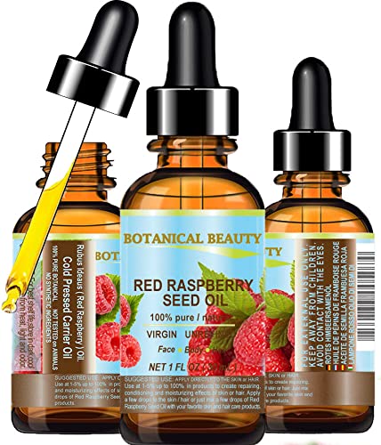 Botanical Beauty Red Raspberry Seed Oil - 100% Pure Virgin 1 Fl Oz
