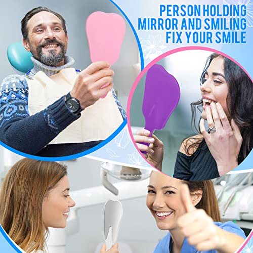 6 Tooth Shaped Handheld Mirrors - Cute Portable Makeup Tools