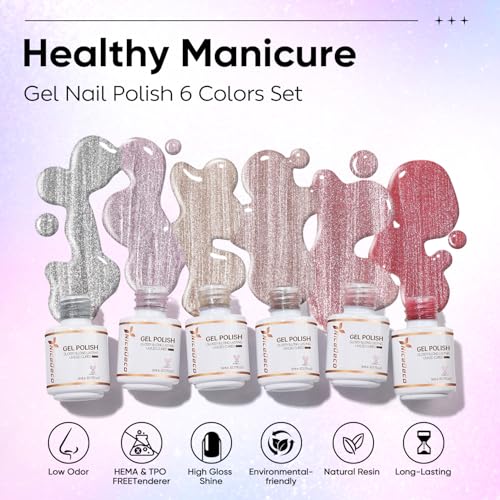 Nicedeco TZ657 6PCS 5ml Transparent Pink Magnetic Cat Eye Gel Polish